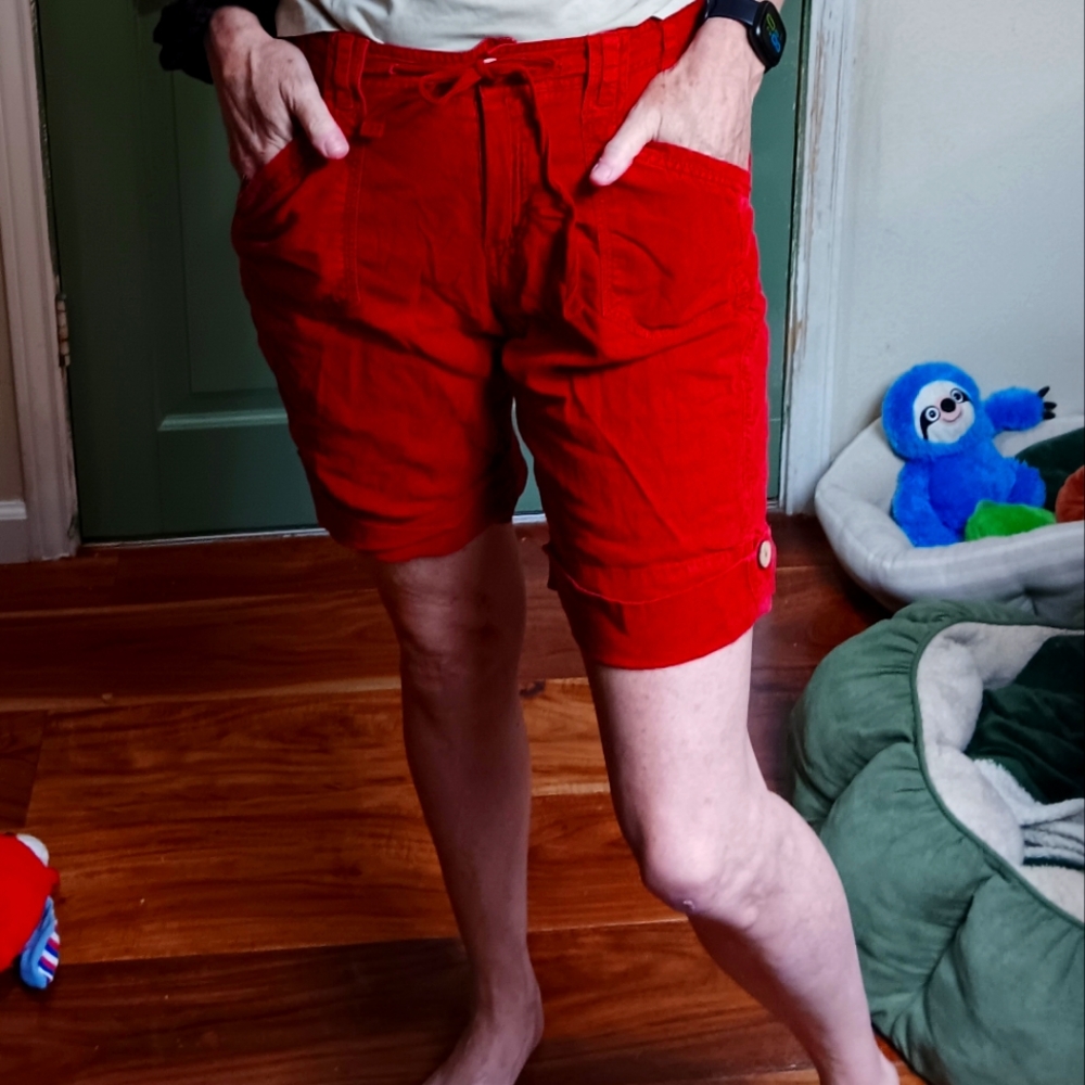 Bright Red Casual Shorts